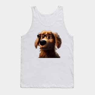 Golden Retriever Lilly with Glasses Tank Top